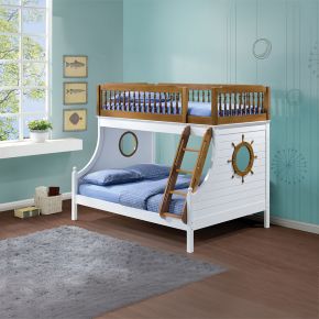 ACME 37600 Farah - Twin Over Full Bunk Bed - Oak & White