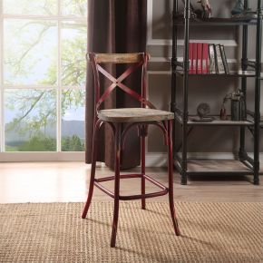 ACME 96808 ACME 96808 Zaire - Bar Chair - Antique Red & Antique Oak