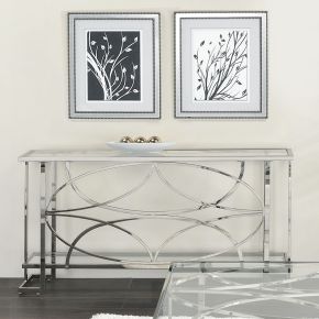 ACME LV02081 Kalan - Sofa Table - Glass & Silver