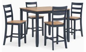 Signature Design by Ashley® D399-223 Gesthaven - Dining Room Counter Table Set (Set of 5) - Natural / Blue