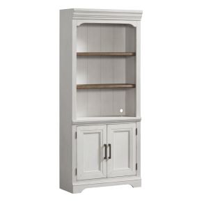 Intercon DK-HO-7632BD-RFO-C Drake - 76" Bunching Bookcase With Door - Rustic White / French Oak