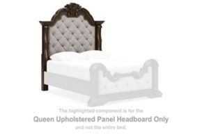 Signature Design by Ashley® B947-57 Maylee - Queen Upholstered Panel Headboard - Dark Brown