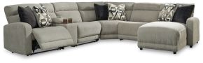 Signature Design by Ashley® 54405S12 Colleyville - Stone - 6-Piece Power Reclining Sectional With Raf Press Back Power Chaise