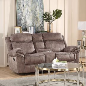 ACME 55020 ACME 55020 Zubaida - Motion Sofa & Console With USB - Two Tone Chocolate Velvet