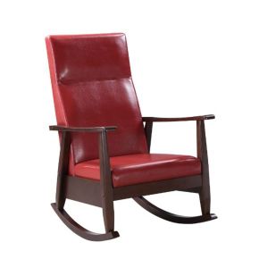 ACME 59931 Raina - Rocking Chair - Red PU & Espresso Finish