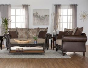 Coaster Fine Furniture 508571-S2 Elmbrook - 2 Piece Upholstered Rolled Arm Sofa Set - Brown