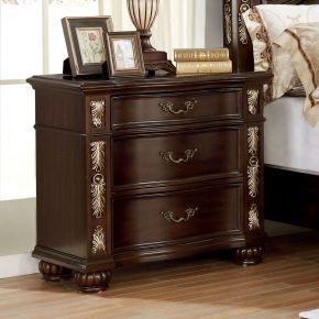 Furniture of America CM7926N Theodor - Nightstand With USB Plug - Brown Cherry