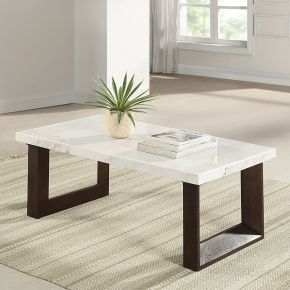 ACME LV03205 Edwyn - Coffee Table With Marble Top - White