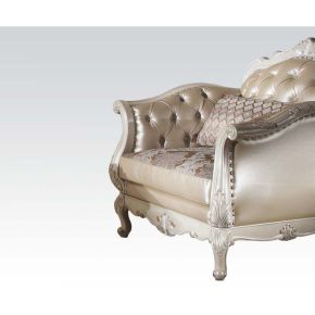 ACME 53542 Chantelle - Chair With Pillow - Rose Gold Synthetic Leather /Fabric & Pearl White