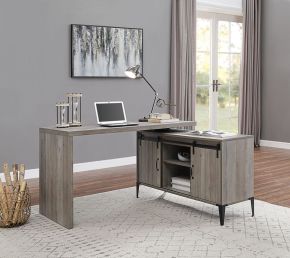 ACME OF00005 Zakwani - Writing Desk - Gray Oak & Black Finish - Wood - 31"
