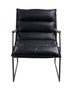 ACME 59946 Luberzo - Accent Chair - Distress Espresso Top Grain Leather & Matt Iron