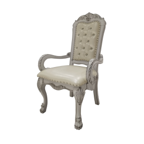 ACME DN01697 Dresden - Arm Chair (Set of 2) - PU & Bone White Finish