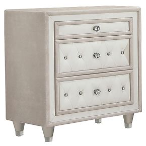 CoasterElevations 223522 Antonella - Upholstered 3-Drawer Nightstand - Ivory And Camel