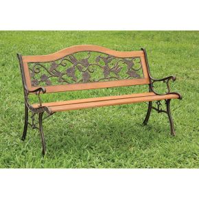 Furniture of America CM-OB1806 Alba - Patio Wooden Bench - Antique Oak