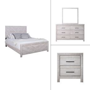 New Classic 00-3314-24N Biscayne - 6/0 Western King 4 Piece Bedroom Set (Bed, Dresser, Mirror, Nightstand) - Gray