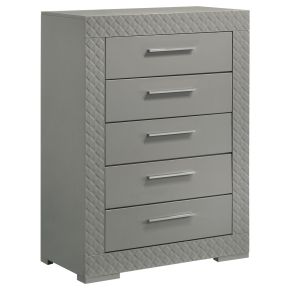 Coaster Fine Furniture 224975 Ives - 5-Drawer Bedroom Chest Of Drawers - Gray High Gloss
