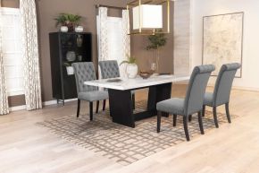 Coaster Fine Furniture 115511-S5G Sherry - 5 Piece Rectangular Marble Top Dining Table Set - Gray