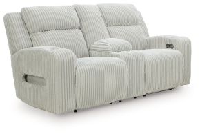 Signature Design by Ashley® PC6420318 Forest Lake - Power Reclining Loveseat With Console / Adj Headrest - Alloy