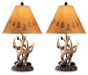 Signature Design by Ashley® L316984 Derek - Poly Table Lamp (Set of 2) - Brown