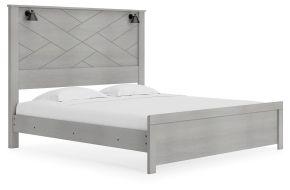Signature Design by Ashley® B1192/58/56/99 Cottonburg - Light Gray / White - King Panel Bed With Sconce Lights