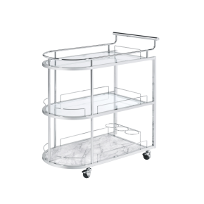 ACME AC00161 Inyo - Serving Cart - Clear Glass & Chrome Finish