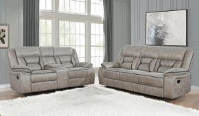 CoasterEveryday 651351-S2 Greer - 2 Piece Upholstered Reclining Sofa Set - Taupe