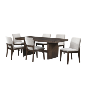 New Classic 40-D3434-RT6C Kody - 79" Rectangle Fixed Top Dining Table With 6 Chairs - Brown / Cream
