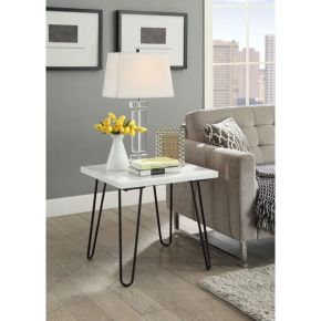 ACME 84502 Telestis - End Table - White Marble & Black