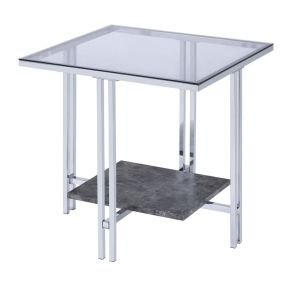 ACME 83927 Liddell - End Table - Chrome & Glass