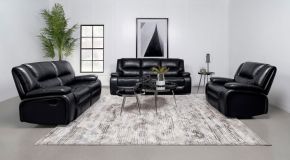 Coaster Fine Furniture 610244-S3 Camila - 3 Piece Upholstered Motion Reclining Sofa Set - Black