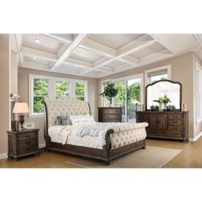 Furniture of America CM7663EK-BED Lysandra - Eastern King Bed - Rustic Natural Tone / Beige