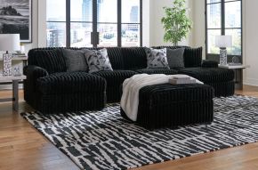 Signature Design by Ashley® 98103/16/34/17/08 Midnight-Madness - 4 Pc. - 3-Piece Sectional With Laf And Raf Corner Chaises, Ottoman - Onyx