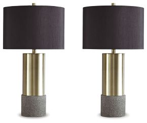 Ashley Furniture L243164 Jacek - Metal Table Lamp (Set of 2) - Gray / Brass Finish