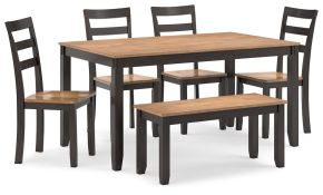 Ashley Furniture D396-325 Gesthaven - Dining Room Table Set (Set of 6) - Natural / Brown