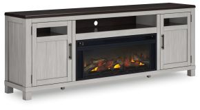 Signature Design by Ashley® W796W1 Darborn - Gray / Brown - 88" TV Stand With Electric Infrared Fireplace Insert