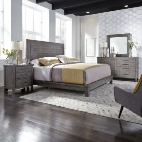 Liberty Furniture 406-BR-KPLDMN Modern Farmhouse - 4 Piece Bedroom Set (King Platform Bed, Dresser & Mirror, Nightstand) - Gray