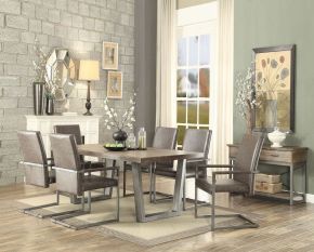 ACME 73110 Lazarus - Dining Table - Weathered Oak & Antique Silver