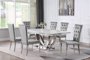CoasterElevations 111101-S7G Kerwin - 7 Piece Rectangular Dining Table Set - Gray And Chrome