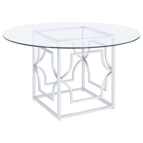 Coaster Fine Furniture 192561BG Starlight - Round Glass Top Metal Dining Table - Chrome