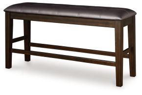 Signature Design by Ashley® D596-09 Haddigan - Double Counter Height Upholstered Bench - Dark Brown