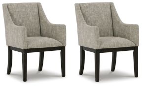 Ashley Furniture D984-01A Burkhaus - Dining UPH Arm Chair (Set of 2) - Beige / Dark Brown