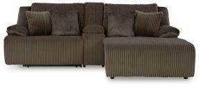Ashley Furniture 92705S4 Top Tier - 3-Piece Reclining Sectional Sofa With Raf Press Back Chaise - Chocolate
