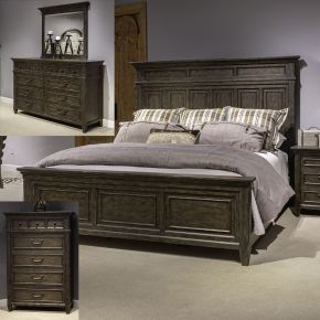 Liberty Furniture 297-BR-KPBDMC Paradise Valley - 4 Piece Bedroom Set (King Panel Bed, Dresser & Mirror, Chest) - Dark Brown