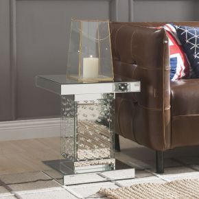 ACME 80284 Nysa - 20" End Table - Mirrored & Faux Crystals