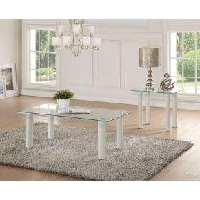 ACME 83680 Gordie - Coffee Table - White & Clear Glass