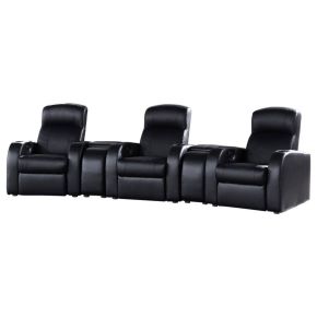 CoasterEssence 600001-S3A Cyrus - 5 Piece Upholstered Home Theater Seating, 3 Seats - Black