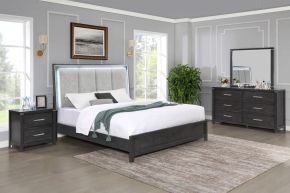 New Classic 00-6555-24N Odessa - 6/0 Western King 4 Piece Bedroom Set (Bed, Dresser, Mirror, Nightstand) - Gray