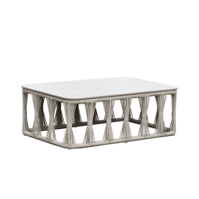 Intercon AX-TA-4323-WHT-C Alexa - Outdoor Seating Coffee Table With Stone Top - White