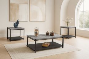 New Classic T4138-3P-DGY Linea - 3 Piece Occasional Set (1 Coffee & 2 End Tables) - Dark Gray