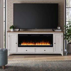 Liberty Furniture FIRE-BOX-652-80FT Fireplace TV Consoles - 652 80" Console With Fire FT - White